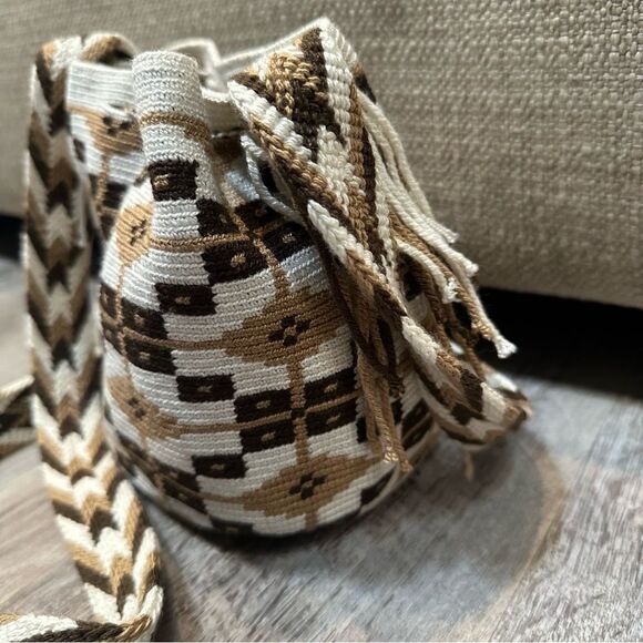 Bucket Bag Mini Tassel Aztec Boho Festival Southwestern 70s - Picture 4 of 7